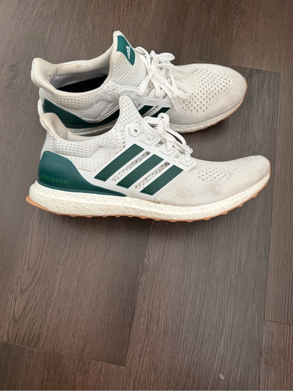 adidas Men’s White and Green Ultraboost Sneakers